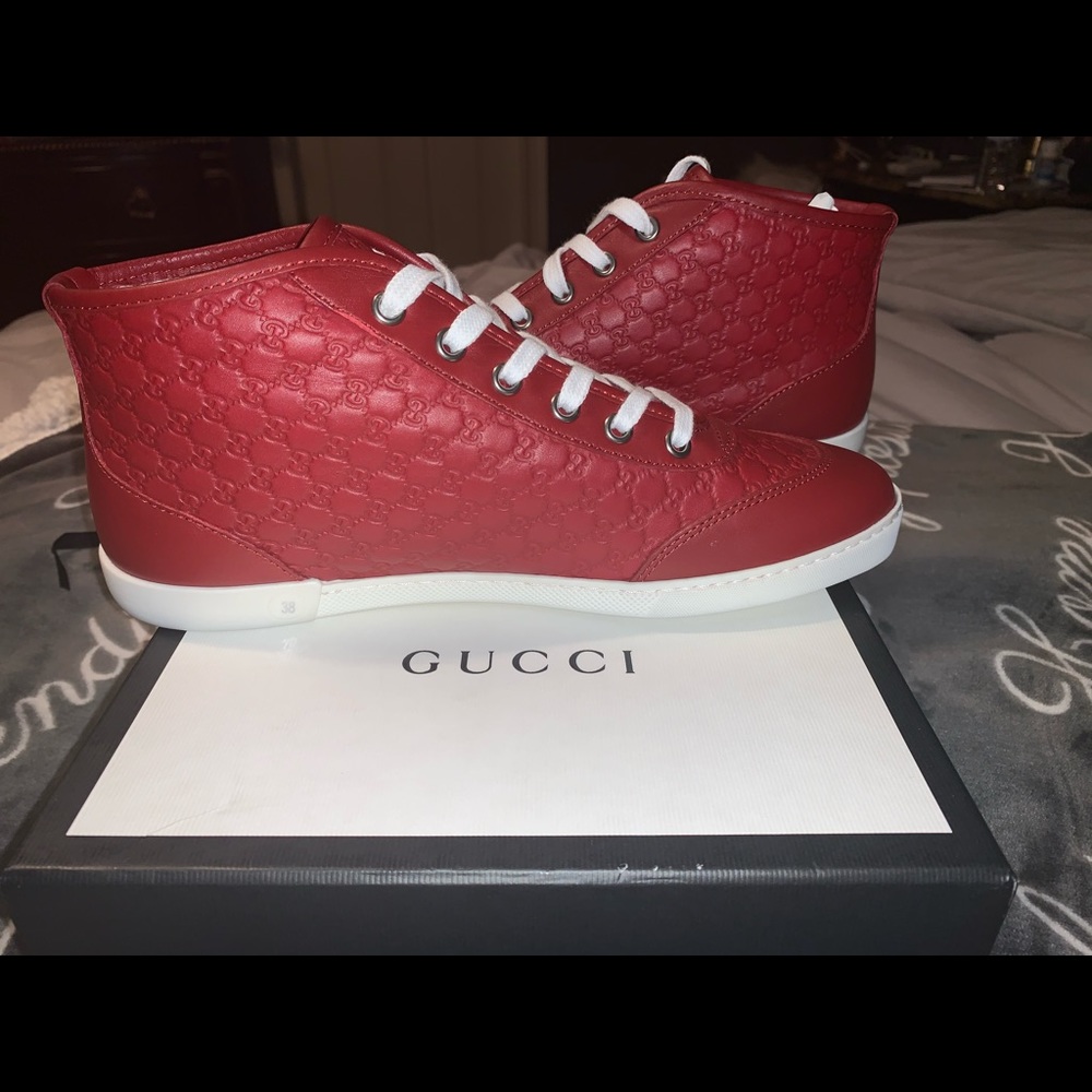 Authentic Gucci Guccissima Red Hightop Sneakers